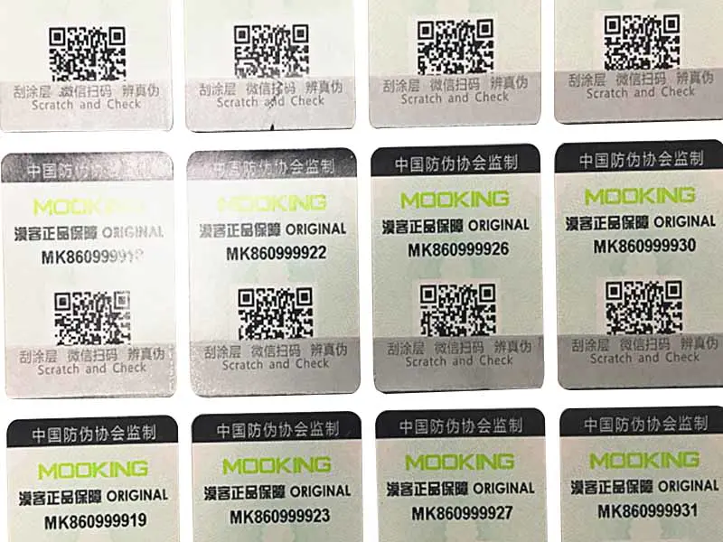 Adhesive scratch sticker with QR code