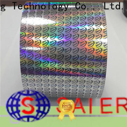 Saier hot-sale holographic foil stamping factory for cloth