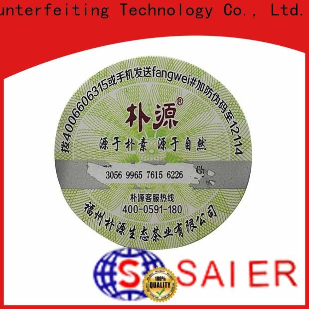 Saier anti-counterfeiting sticker factory price for packaging
