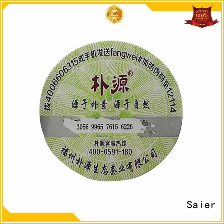 Saier popular anti-counterfeiting sticker anticounterfeiting for package