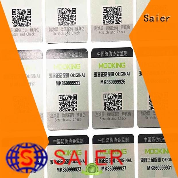 Saier sticker anti counterfeit paper wholesale for book