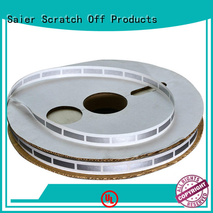 Saier scratchoff scratch off labels on rolls in china for id card