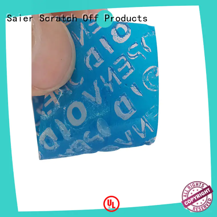 Saier green security void stickers manufacturer for credit card