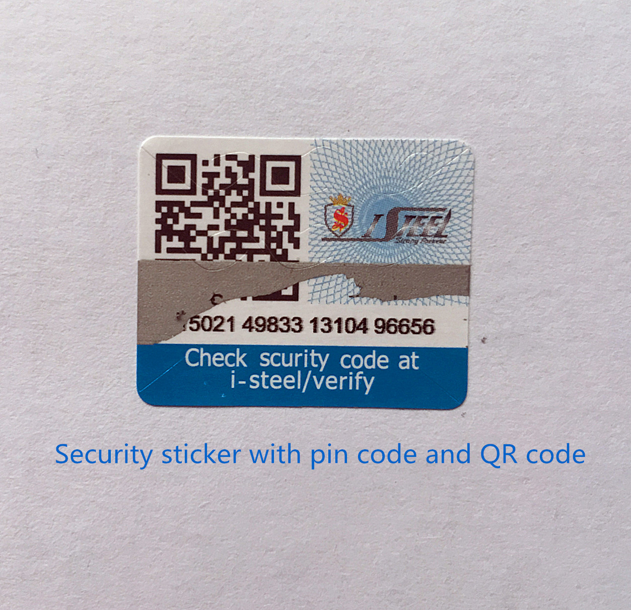 Adhesive sticker with pin code